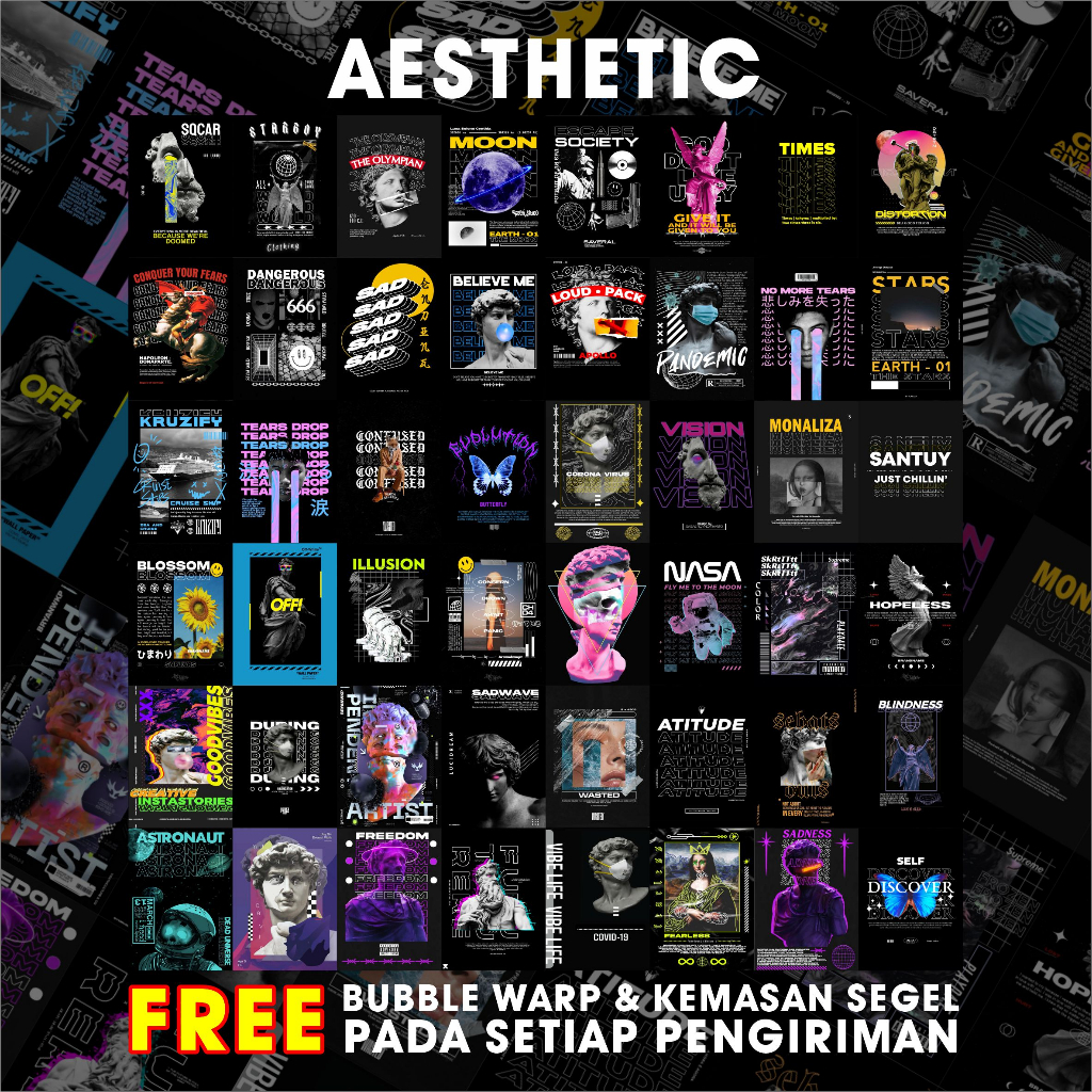 Jual Poster Dinding Aesthetic Bundle Aesthetic Isi 24/48 Poster