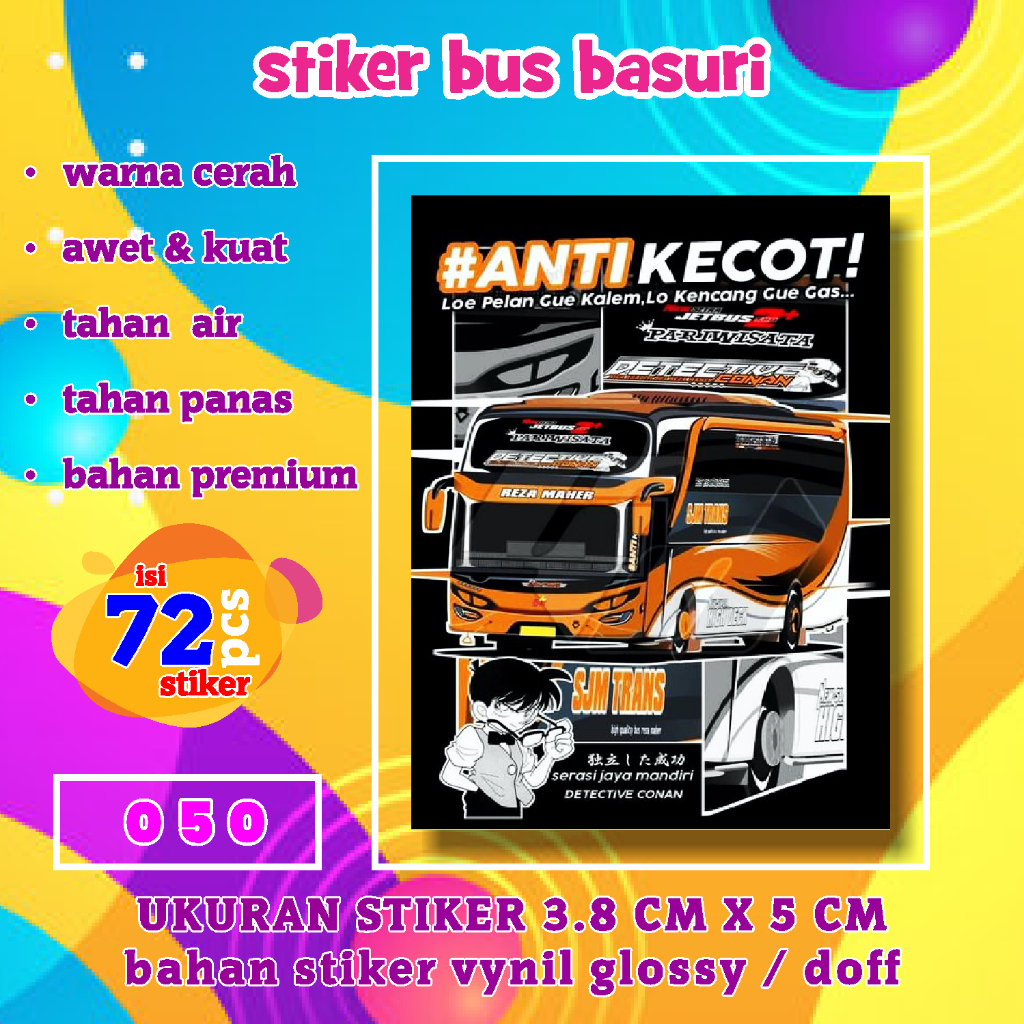 Jual Stiker Bus Basuri Anti Kecot [050] Warna Cerah Kuat Tidak Luntur ...