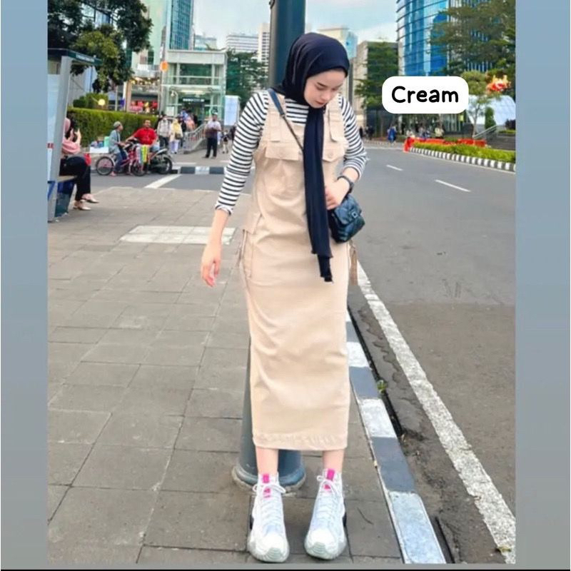 Jual Bella Overall Rok Cargo Wanita Katun Premium Jumpsuit Rok Casual ...