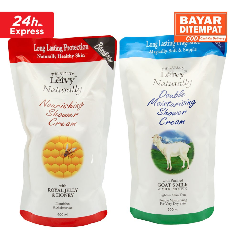 SHOWER LEIVY SACHET REFILL 900ML - LEIVY SACHET SABUN MANDI REFILL ISI ULANG 900ML