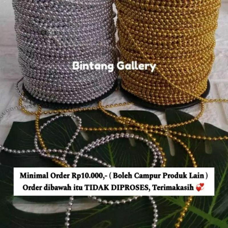 Jual 1 M Mote lada renteng 3 mm Putih, Gold, Silver / Mote Parel ...