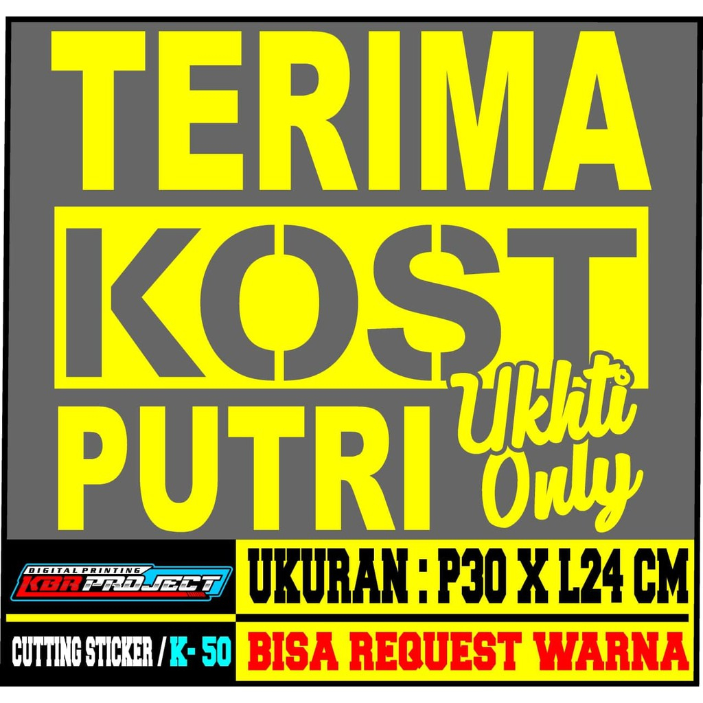 Jual COD Cuting sticker mobil / truk stiker kata kata terima kos putri ...
