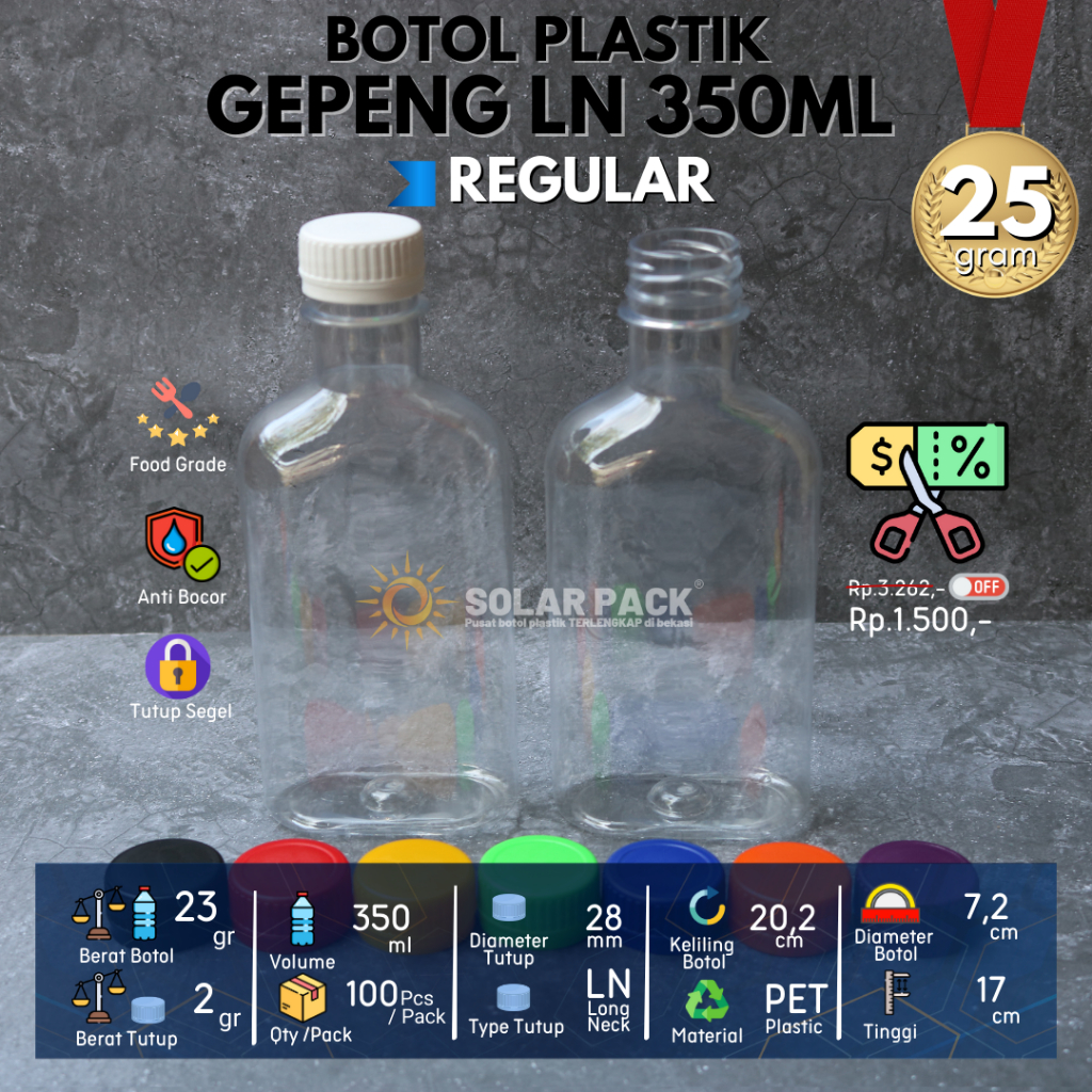 Jual Botol plastik PET 300ml gepeng minuman jus susu kopi tutup LN ...