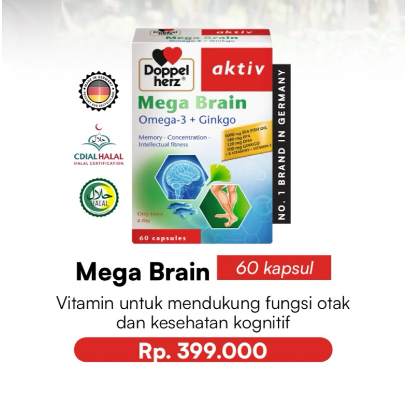 Jual DOPPEL HERZ Mega Brain Omega 3 + Ginkgo (60 Capsules) Shopee