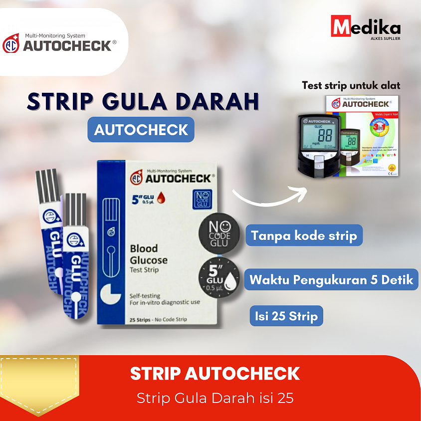 Jual Strip Gula Darah Glucose Autocheck tube isi 25pcs Shopee Indonesia