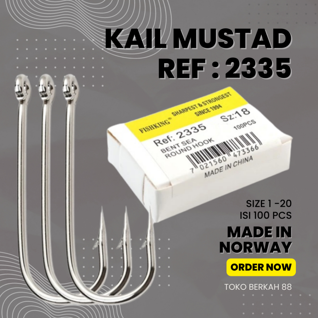 Jual Kail mata pancing Mustad 2335 no 3. Mustad fish hooks. - Kota