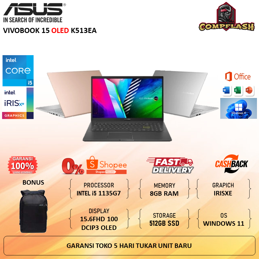 Jual Laptop Asus Vivobook 15 Oled K513ea Intel Core I5 1135g7 Ram 8gb 512gb Windows 11 Shopee 3116