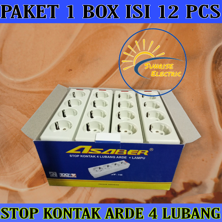 Jual Paket 1 Box isi 12 Pcs Stop Kontak Arde 3 Lubang dan 4 Lubang ...