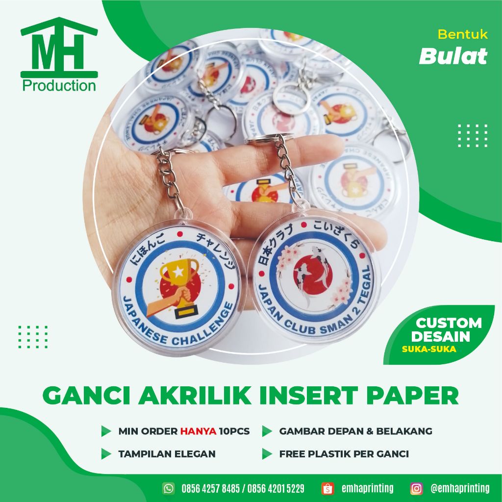 Jual GANTUNGAN KUNCI AKRILIK INSERT PAPER BULAT 2 Sisi Custom Gambar ...