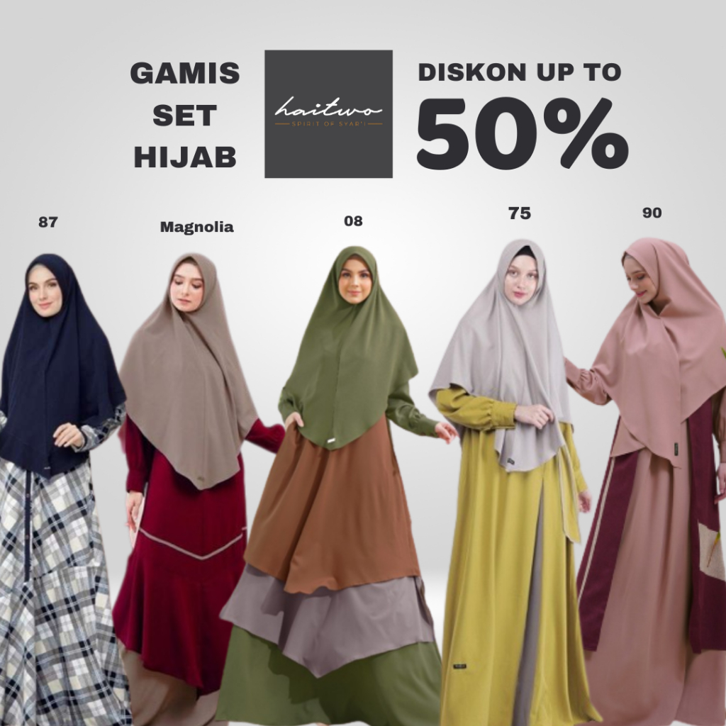 Jual Gamis Set Hijab Muslim Haitwo All Series Diskon up to 50 (All In