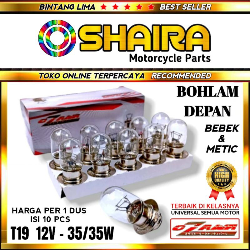 Jual BOHLAM LAMPU MOTOR BOLAM DEPAN 12V 35/35W 1 DUS ISI 10PCS BOHLAM ...