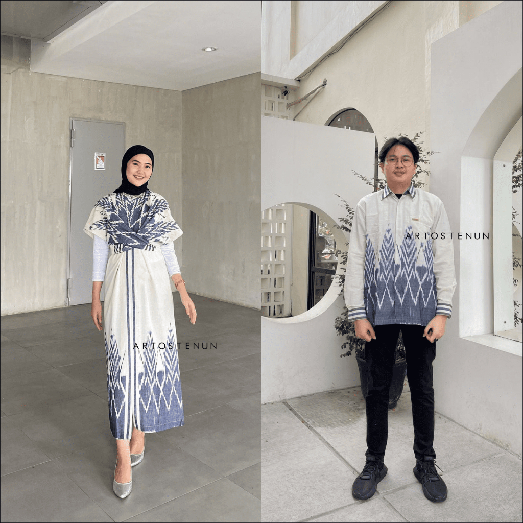 Jual DRESS RAISA WHITE COUPLE GRACIA (KEMEJA + DRESS) BAJU TENUN ...