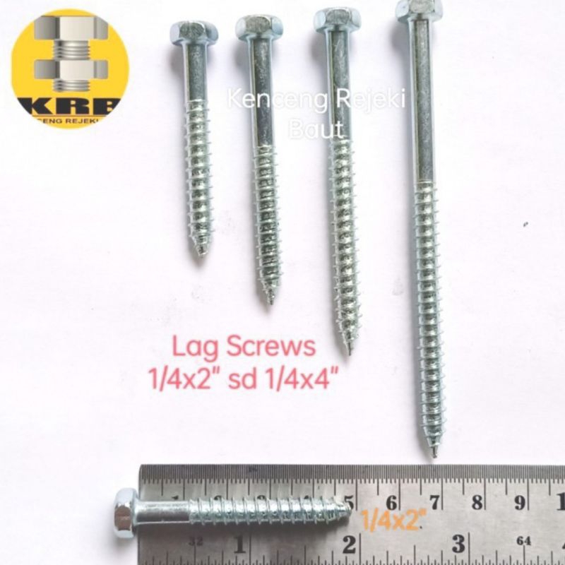Jual Sekrup Fisher 1/4x2", 1/4x2 1/2", 1/4x3", 1/4x4"/ Lag Screw / Deck