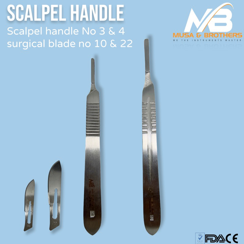 3 Pieces Scalpel Handle #4 With Blue Plastic Grip – Surgical Instrument