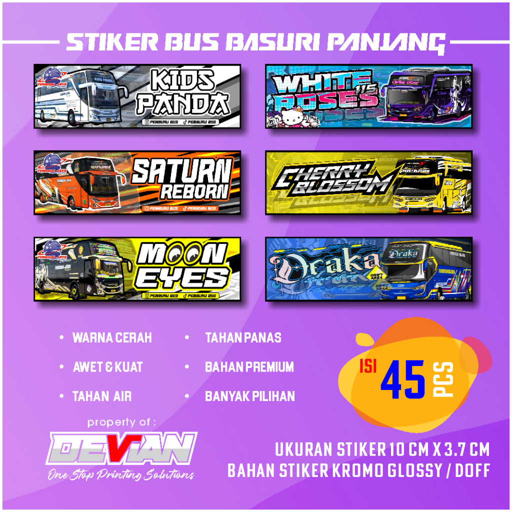 Jual Isi 45 Stiker BUS BASURI Memanjang ( Kids Panda Saturn Reborn ...