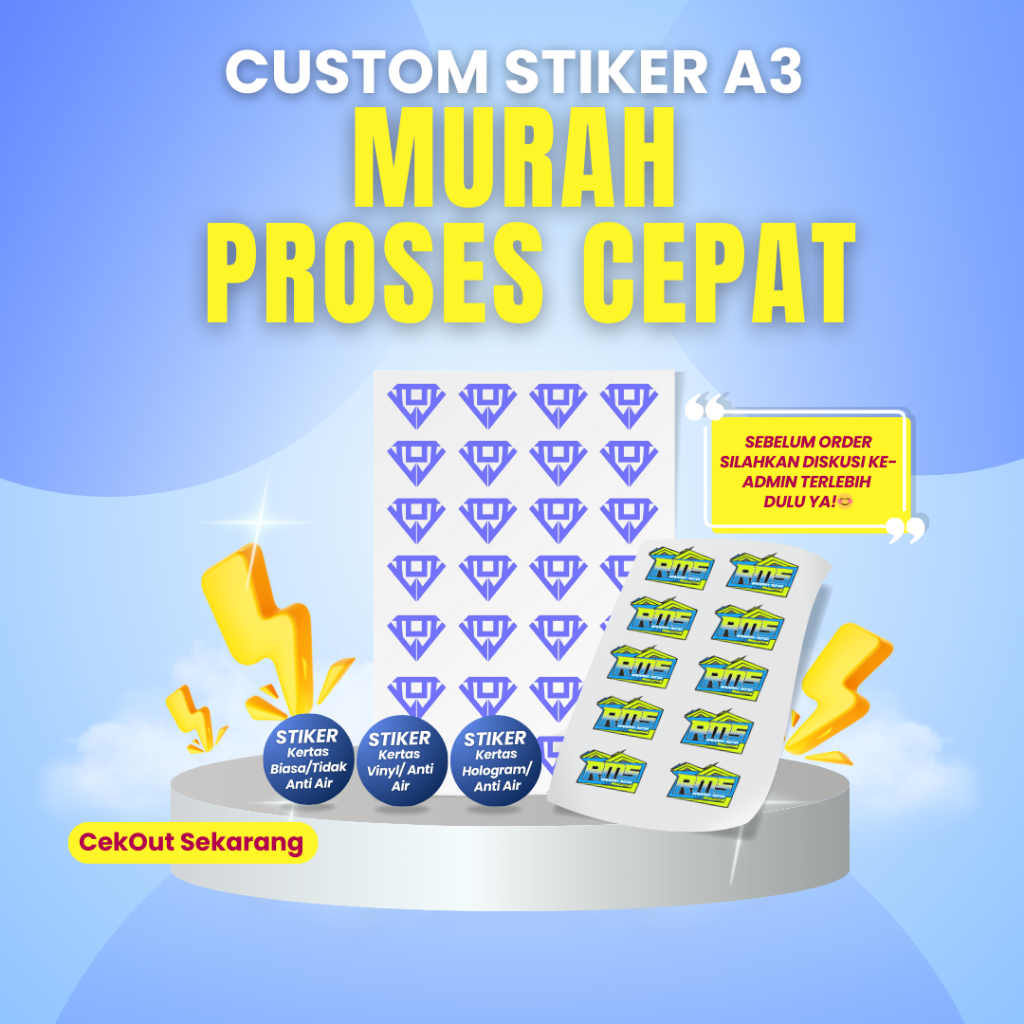 Jual Custom Stiker A3 Kualitas Bagus/HD/Anti Luntur/Anti Air/Menarik ...