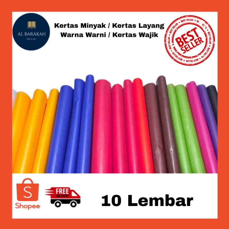 Jual 10 Lembar !!! Kertas Minyak / Kertas Wajik Warna / Kertas Layang