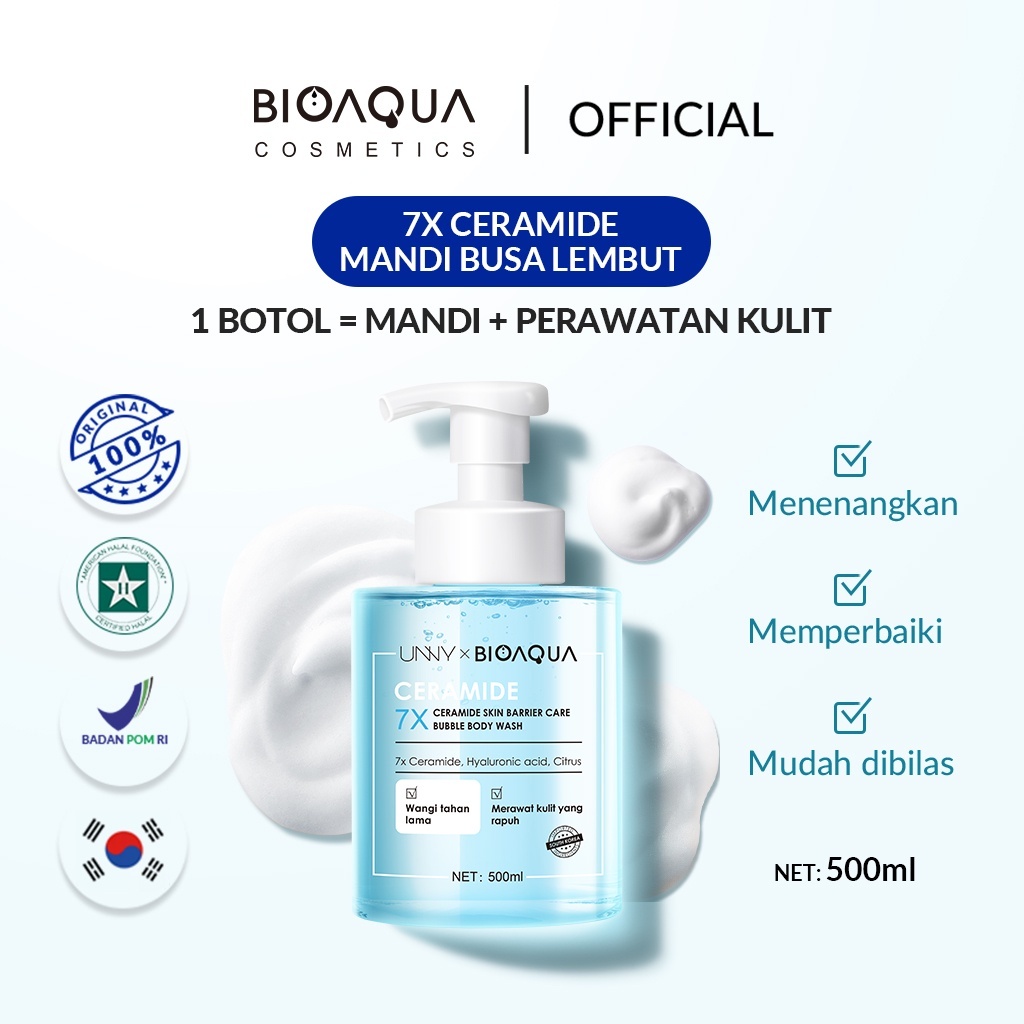 Jual BIOAQUA 7x Ceramide Skin Barrier Care Bubble Body Wash Sabun Mandi ...