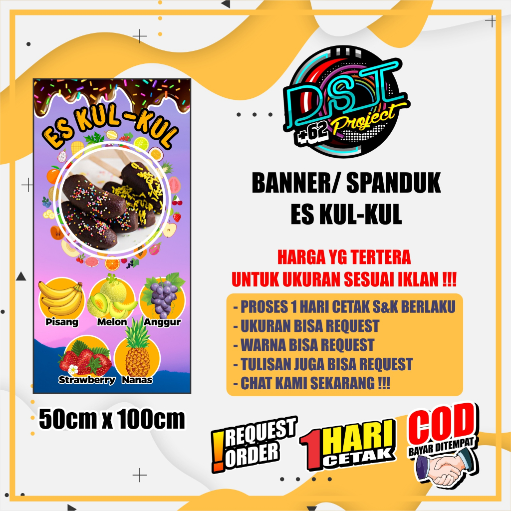 Jual BANNER / SPANDUK ES KUL KUL MODEL A 50 X 100 | Shopee Indonesia