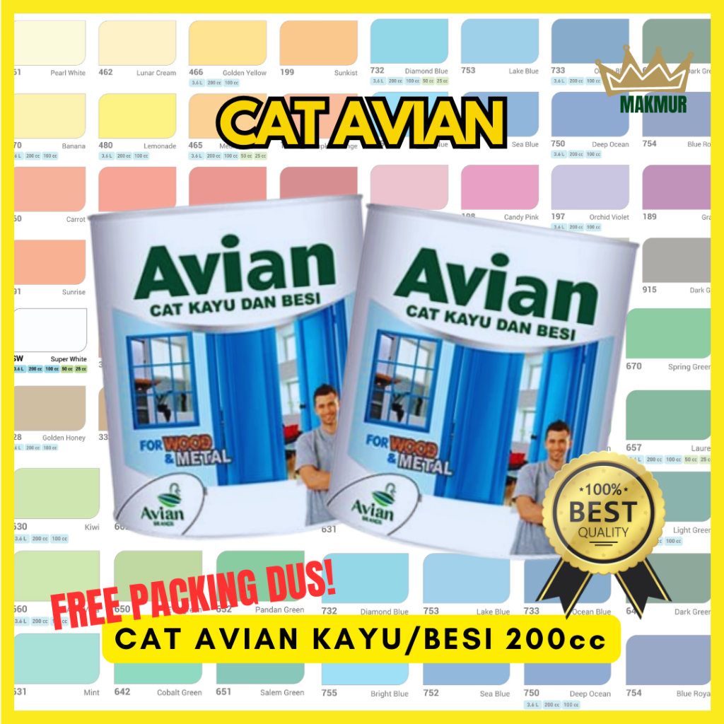 Jual Cat Kayu Besi Avian Cc Ml Ready Lengkap Semua Warna