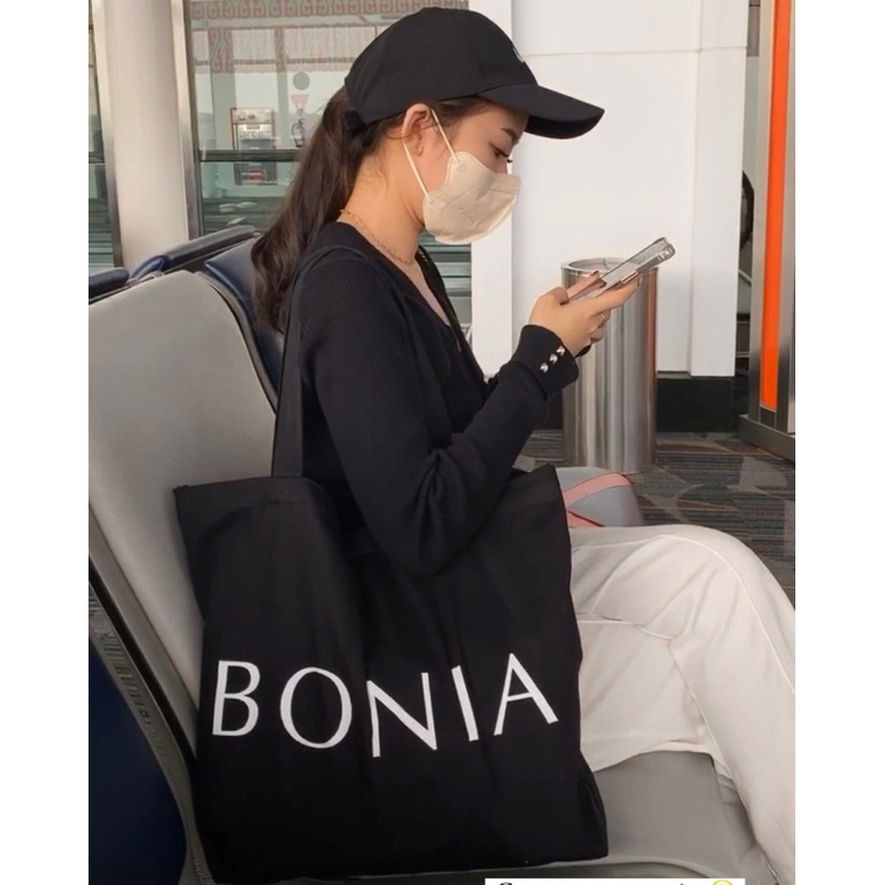 bonia tote bag canvas original (ada zipper)