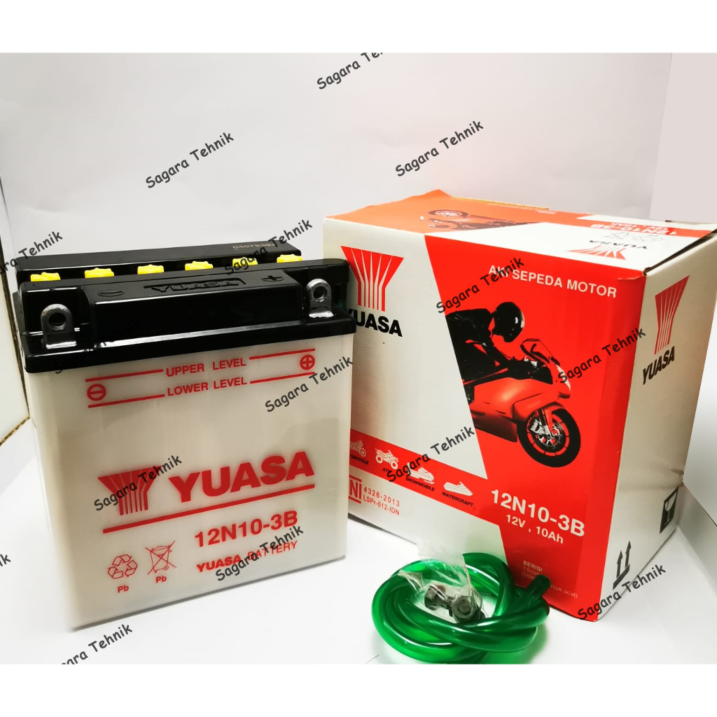 Jual AKI BASAH YUASA 12N10-3B MOTOR VIAR VESPA ASLI | Shopee Indonesia