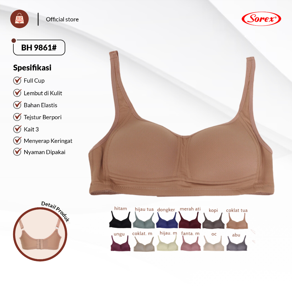 Jual Bra Bh Sorex Xtra Comfort Wanita Full Cup Polos Busa Sedang