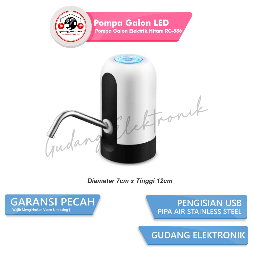 Jual Pompa Galon Elektrik Led Hitam Rc Shopee Indonesia