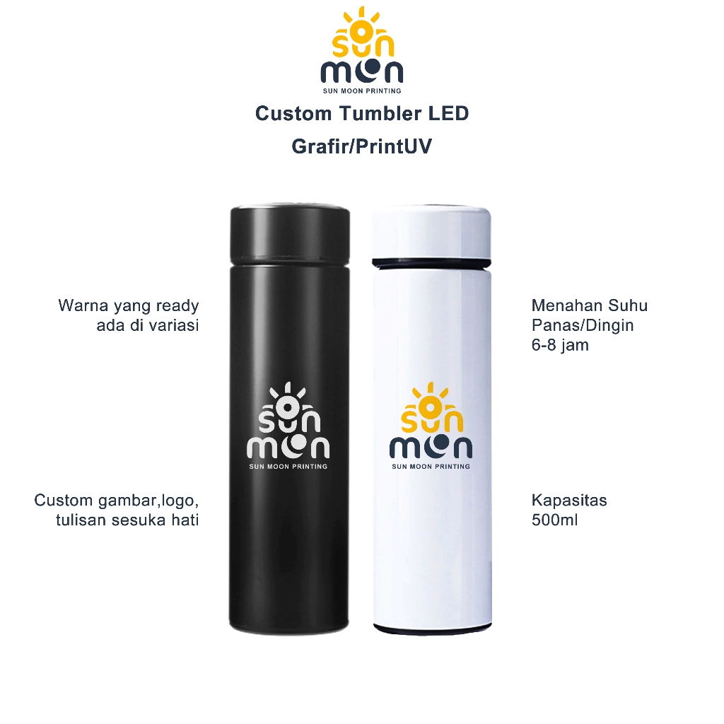 Jual Sun Moon Printing Tumbler Led Custom Tumbler Custom Smart Led Glossy Suhu Temperatur Botol 9440