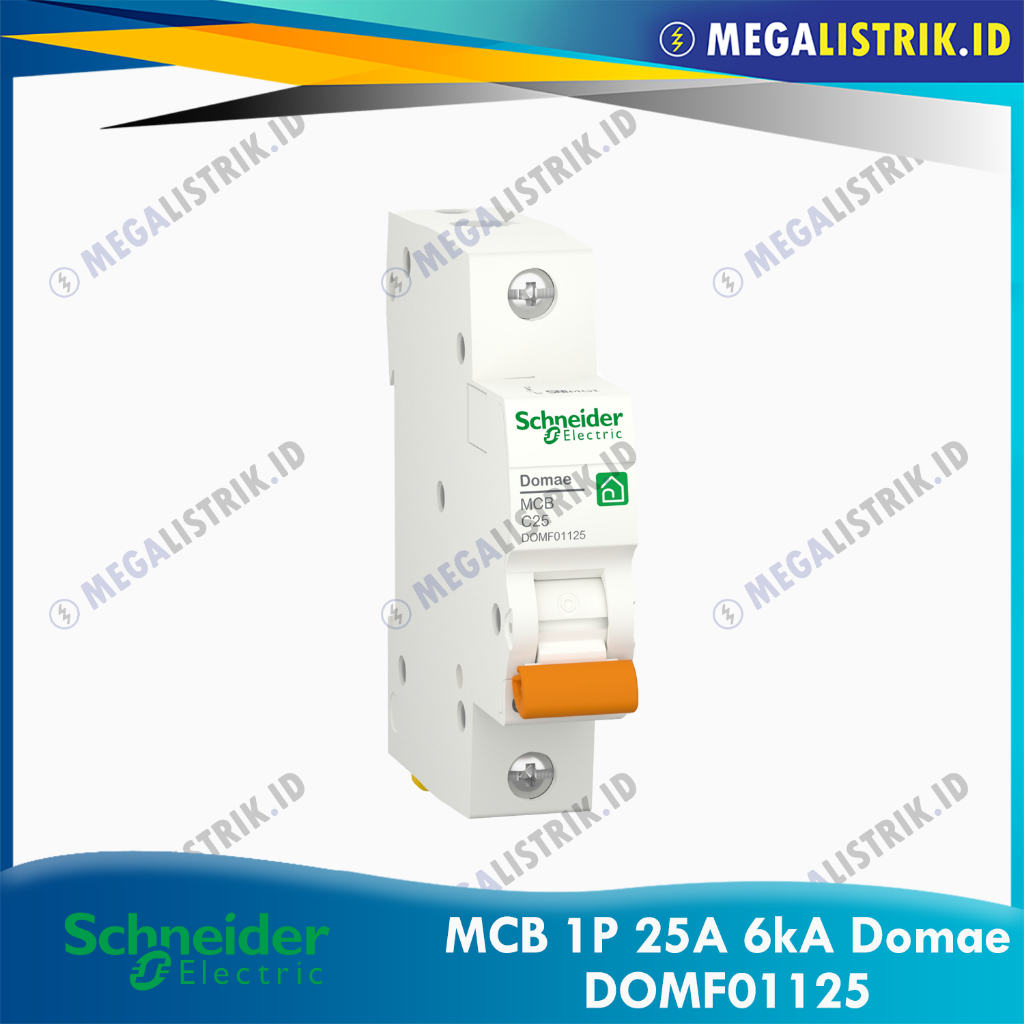 Jual SCHNEIDER MCB DOMAE 1P 25A 6KA SNI DOMF01125 / 1 PHASE 25 AMPERE ...