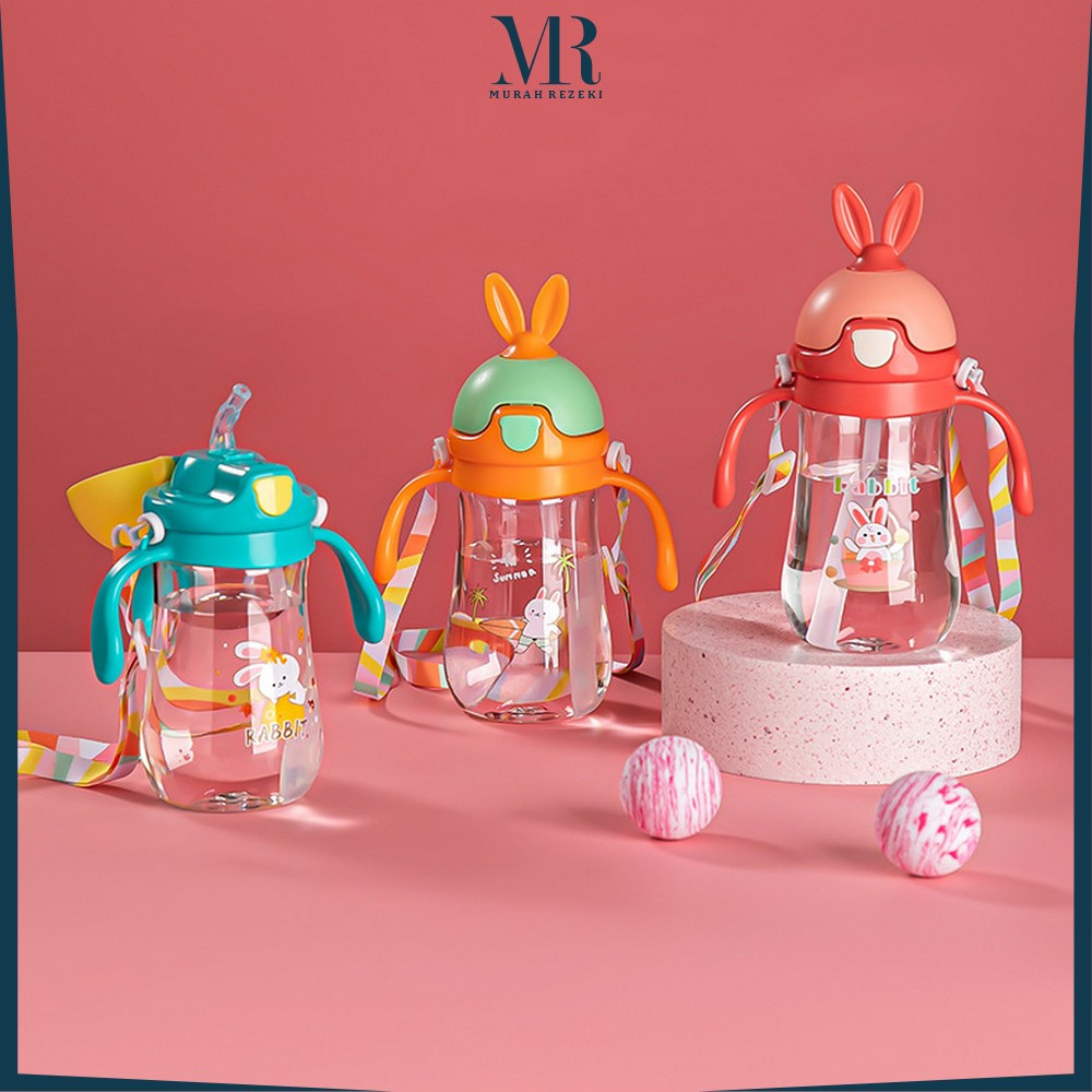 Jual Botol Minum Anak 280ML Motif Kelinci dengan Tali Gantungan BPA ...