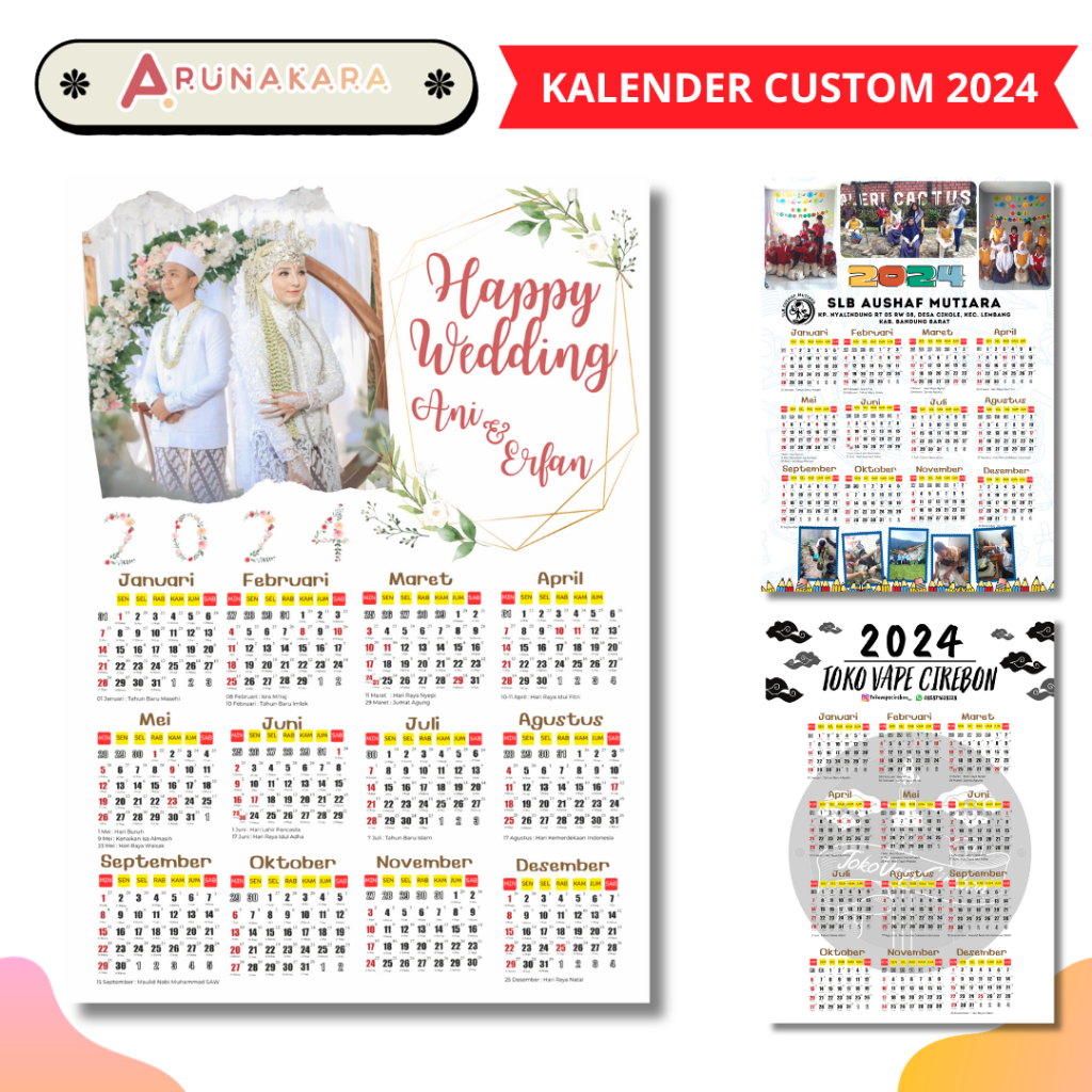 Jual Kalender 2024 Custom Keluarga Pernikahan Perusahaan Organisasi