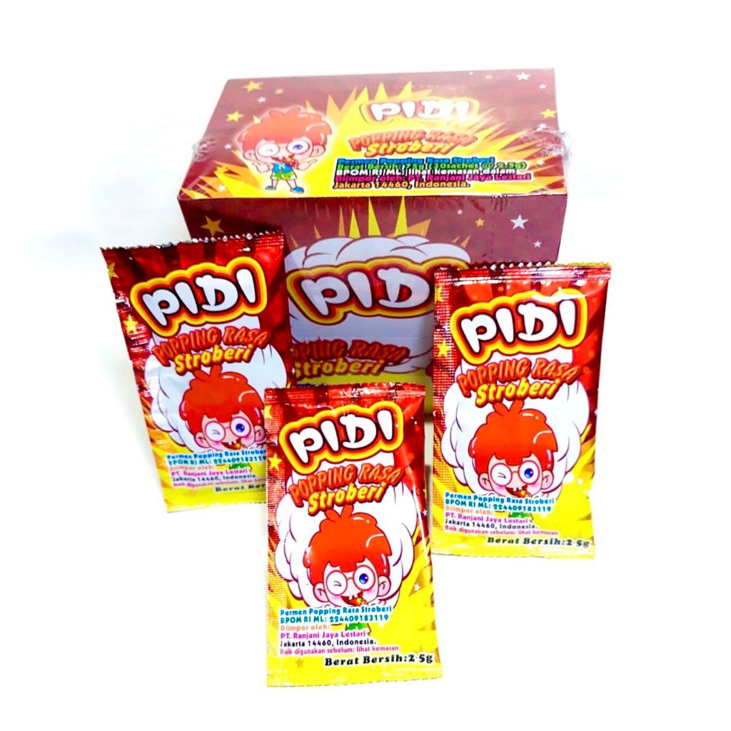 Jual Permen Pletok Ranjani Pidi Popping Rasa Stroberi 75 Gram 1 Dus