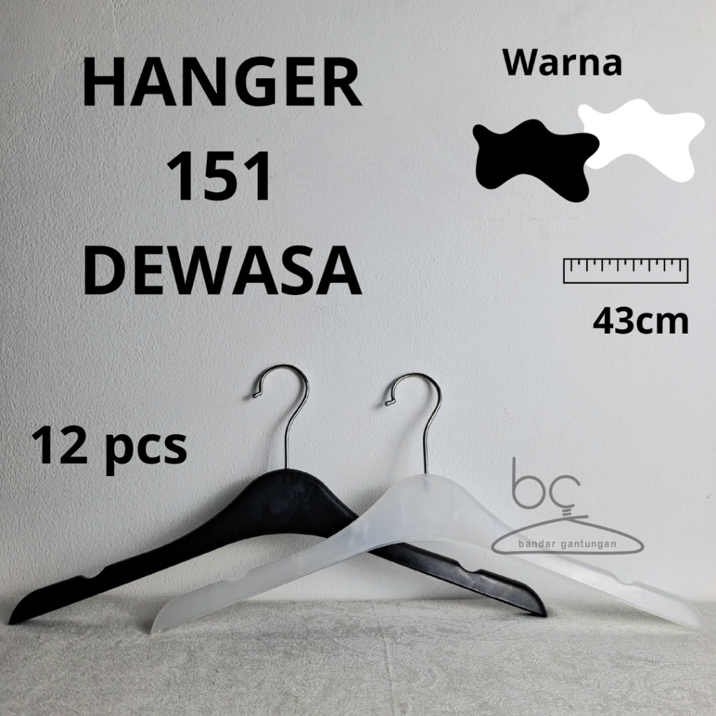 Jual 1 Lusin Hanger Plastik 151 Dewasa Gantungan Baju Plastik Hanger