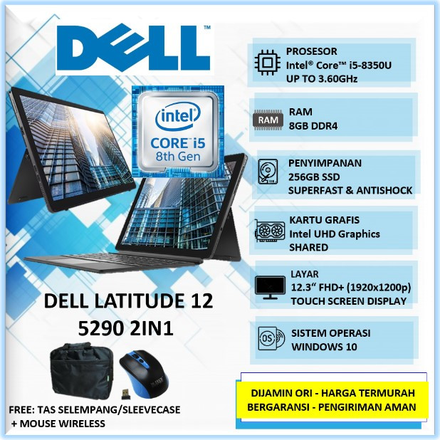 Jual Laptop Touchscreen Dell Latitude Intel i5 Gen 8GB 256GB SSD - Main Image
