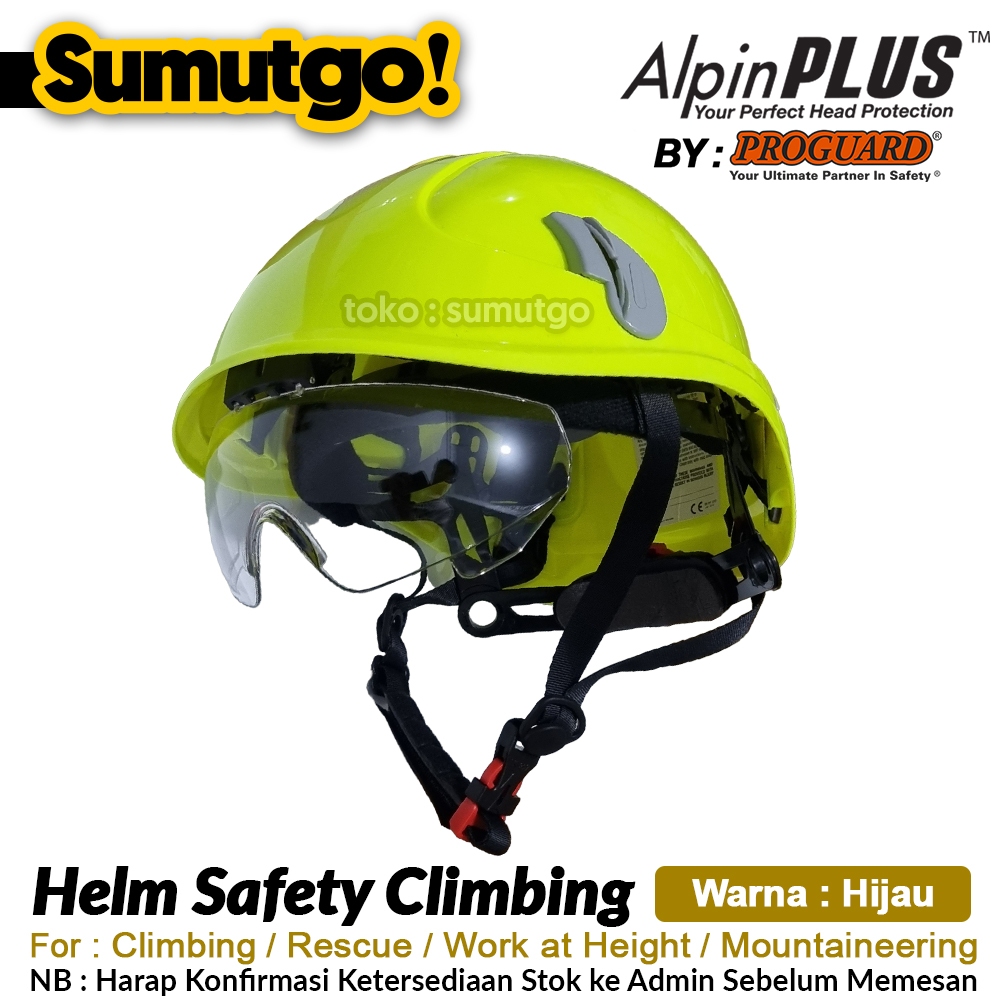 Jual Helm Safety Proyek Proguard Alpin Plus Hijau Stabilo / Climbing