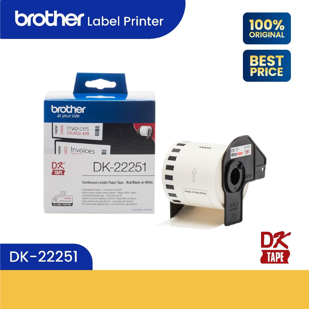 Brother DK22251 DK-22251 62mm Continuous Paper Label Roll (BLACK