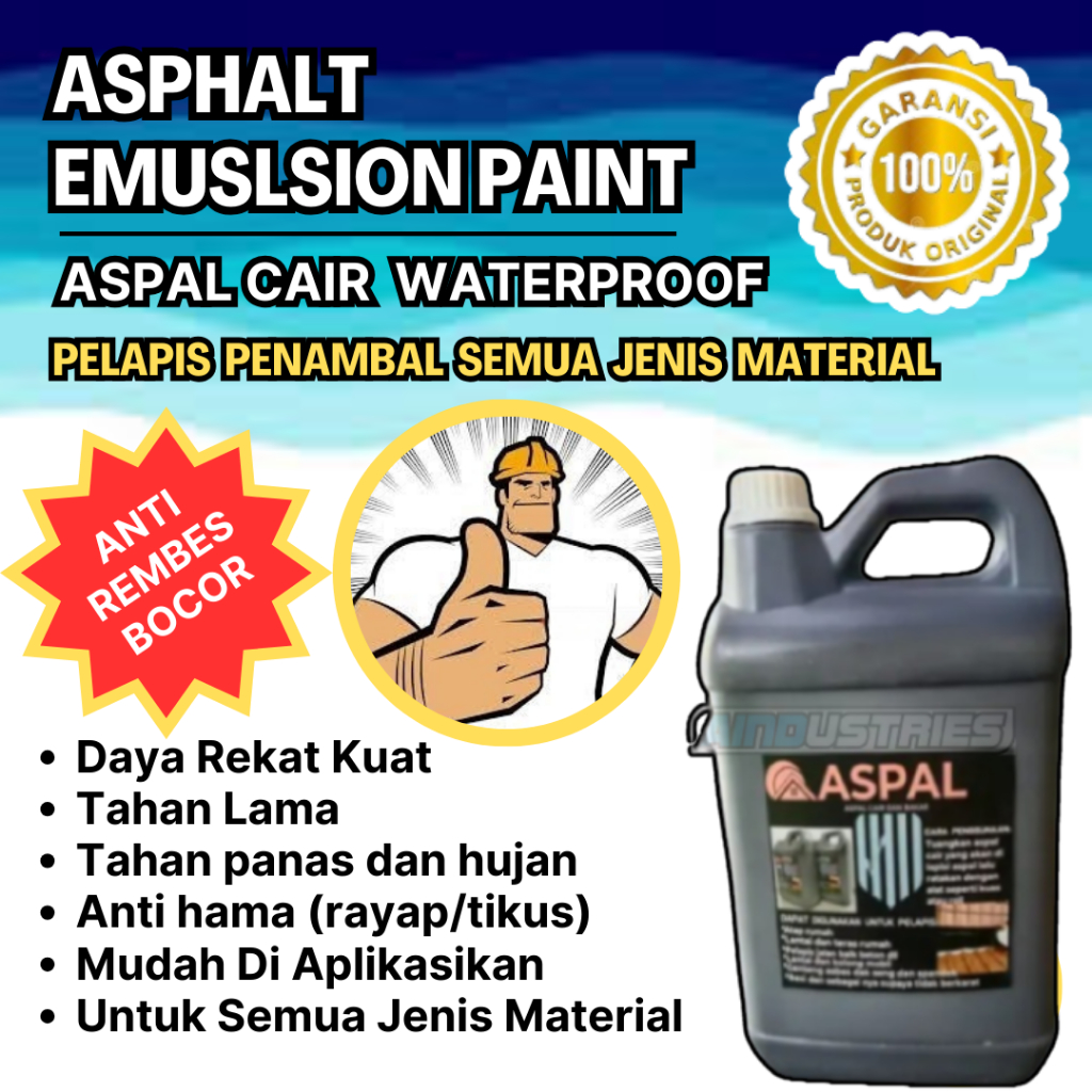 Jual Asphalt Emulsion Paint 5 Kg Penambal Anti Bocor Kolam Genteng