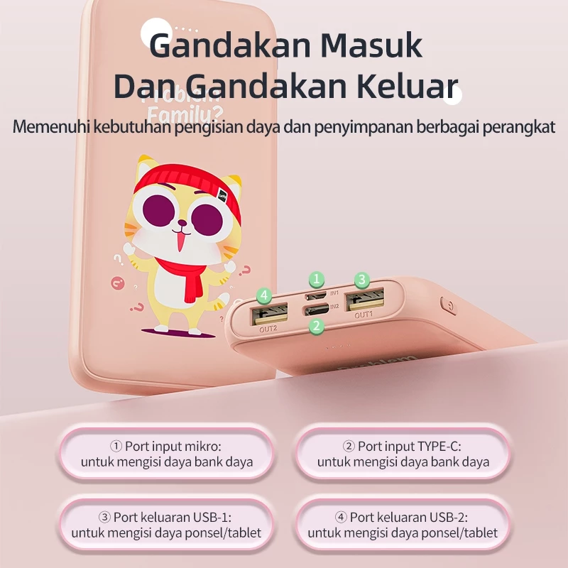 Kivee powerbank mini lucu kartun Macaron power bank 10000 mah
