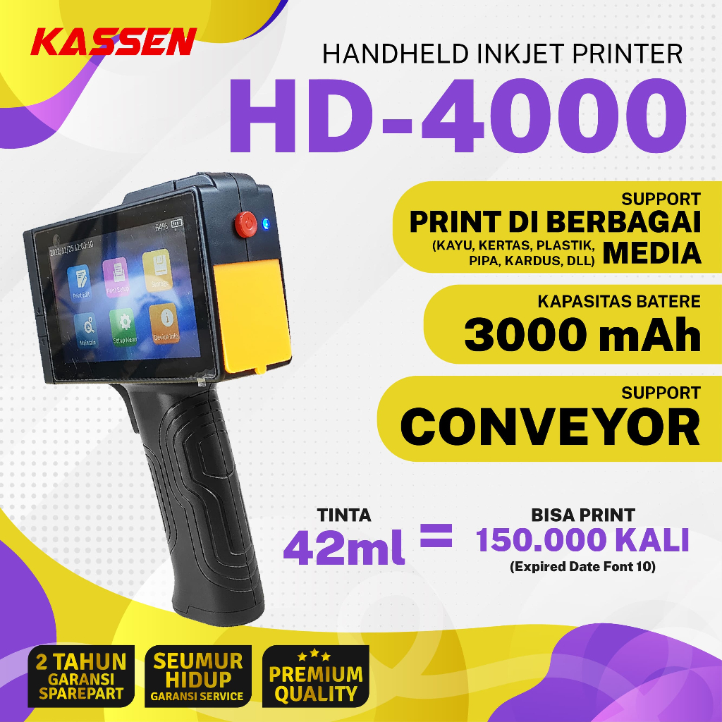 Jual Smart Handheld Printer Portable Conveyor EXpDate Kassen HD 4000 HD ...
