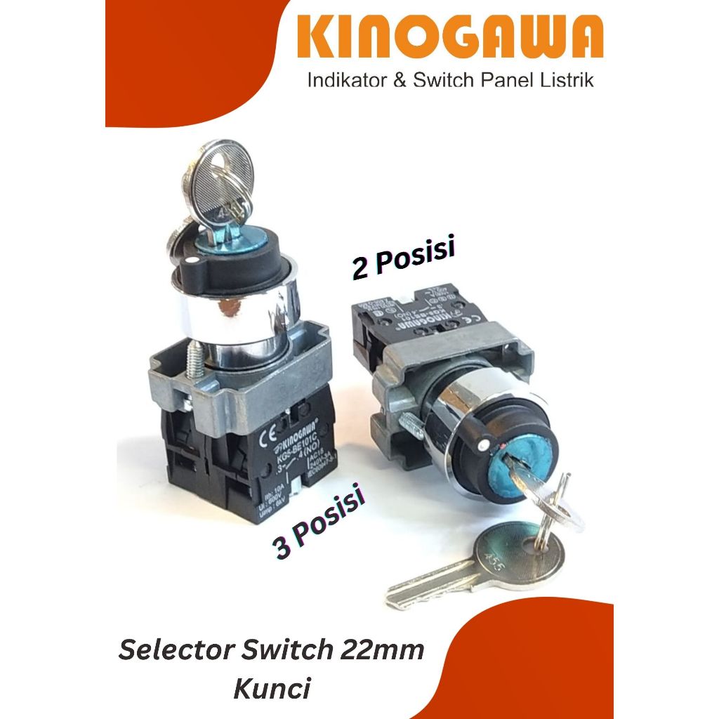 Jual Selector switch key 22mm stay put - selektor kunci On Off & On Off ...