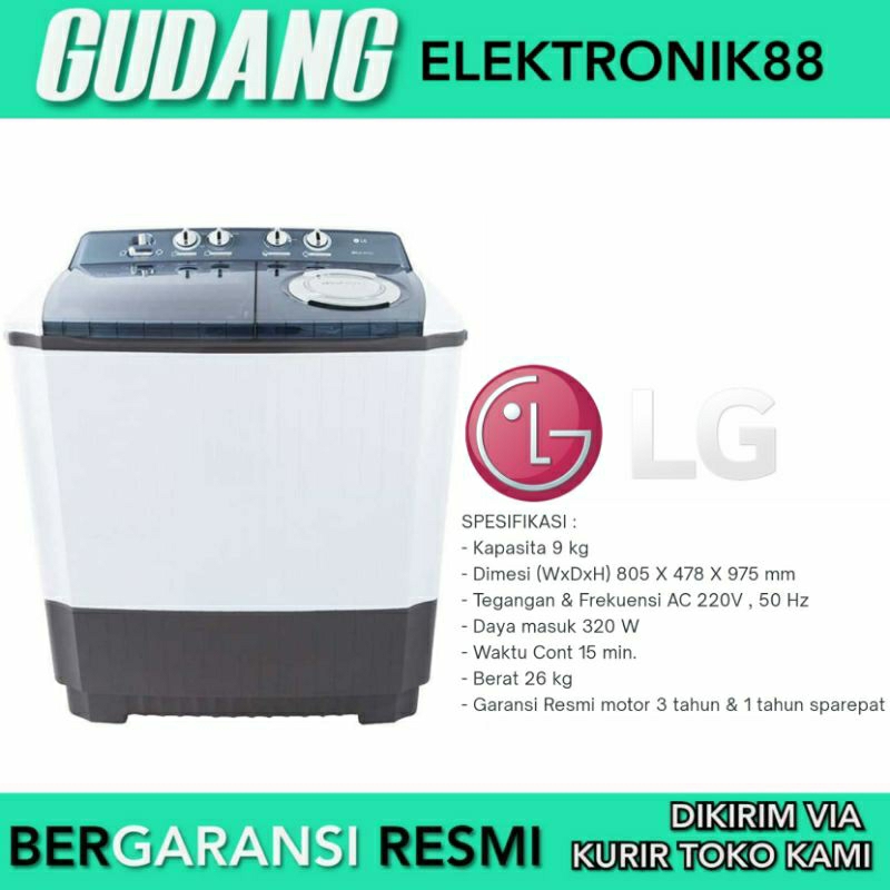 Jual Mesin Cuci LG 2 Tabung 9 Kg Twin Tub 9KG - P9050R | Shopee Indonesia