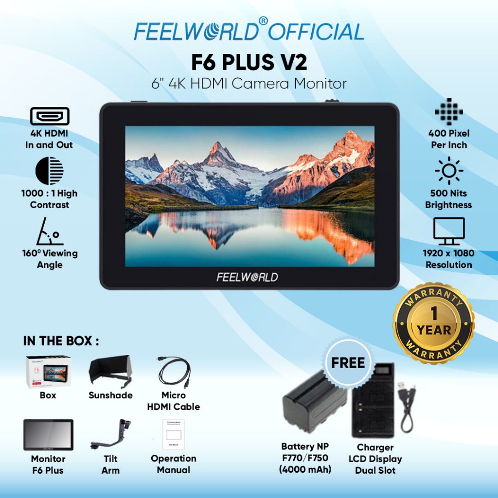 Jual Feelworld F6 Plus V2 6 Inch On Camera Dslr Field Monitor Shopee