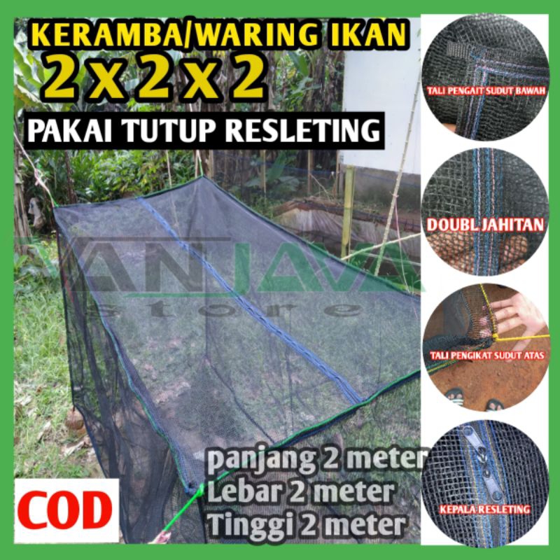 Jual Karamba Jaring Ikan Tutup Sleting Ukuran X X Keramba Kotak Waring Ikan Siap Pakai