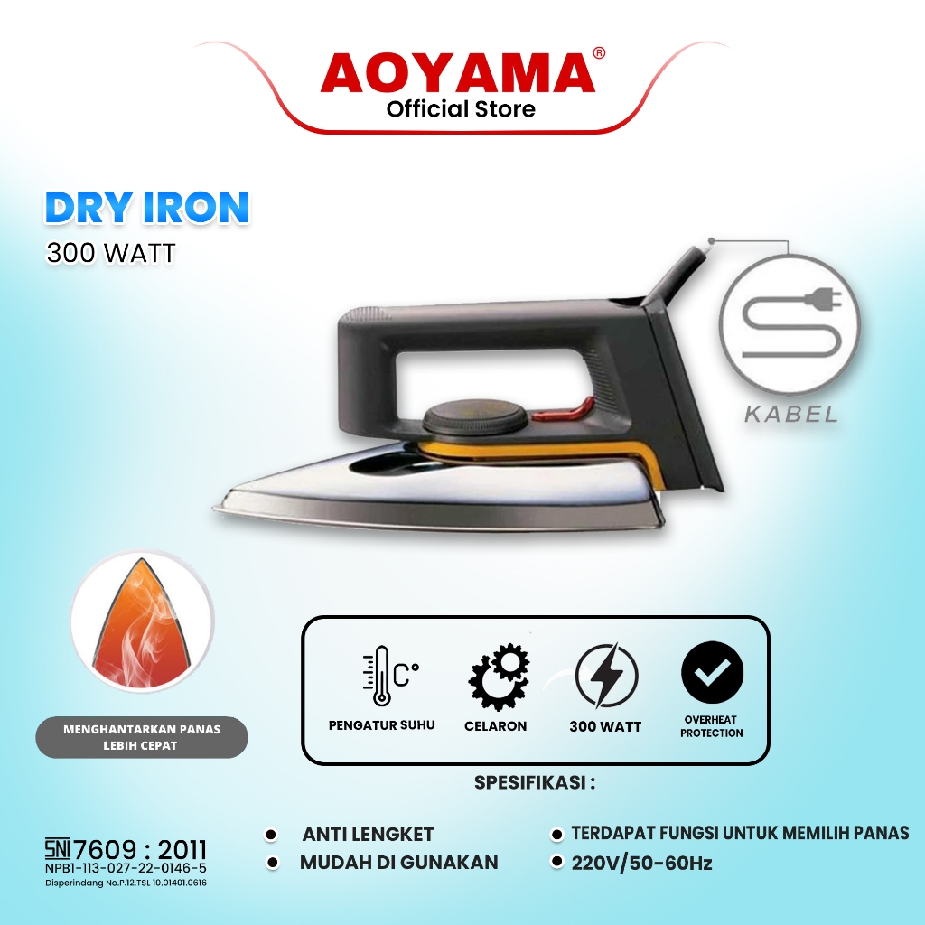 Jual SETRIKA AOYAMA HITAM / IRON / SETRIKA PANAS / SETRIKA LISTRIK ...