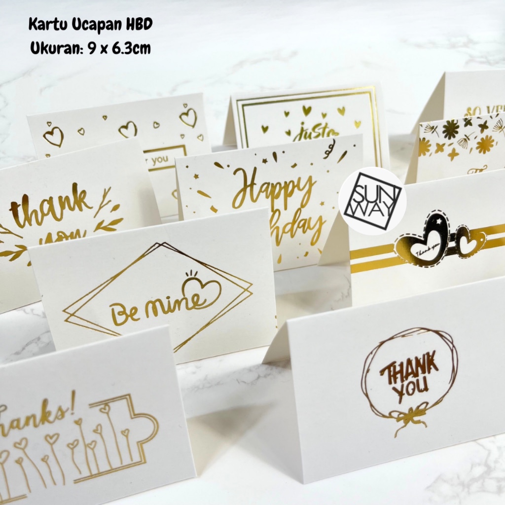 Jual Kartu Ucapan Aesthetic Putih Gold / Greeting Card Aesthetic