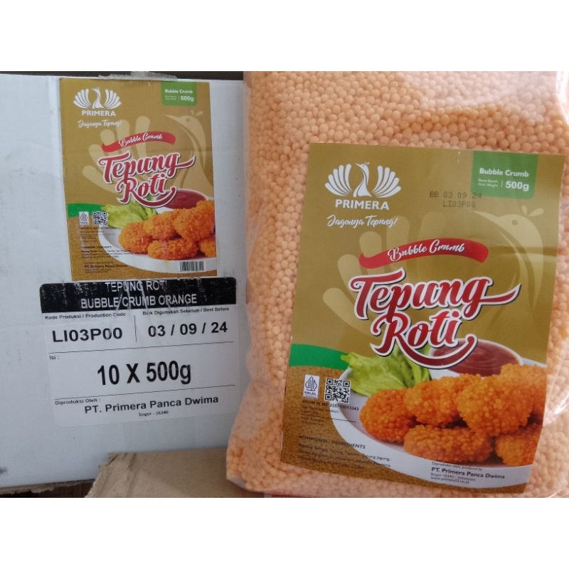 Jual Tepung Roti Primera Crispy Buble Crumb Warna Orange 500 Gram Exp September 2024 Shopee 