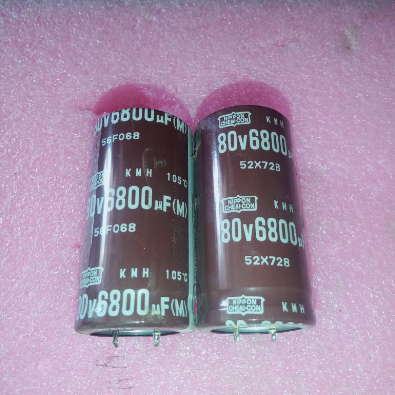 2 Condensatori Elettrolitici 6800uF 80V 30x50mm - Snap-In, Per PCB, -40°C A +105°C
