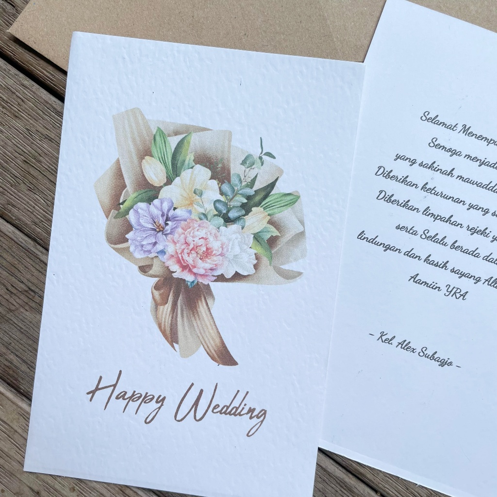 Jual Kartu Ucapan CUTOM tulisan Happy Wedding Birthday Ulang Tahun