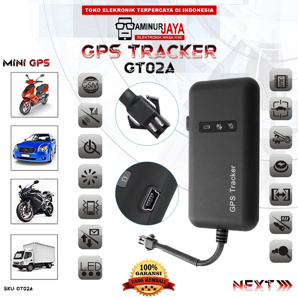Jual GT02A GPS Tracker Mini Portabel Pelacak Pemantau Lokasi Posisi Dan